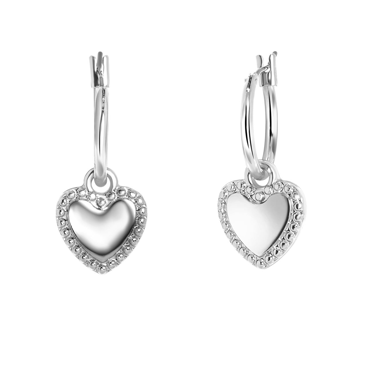 Zilverkleurige byoux oorbellen met hanger hart