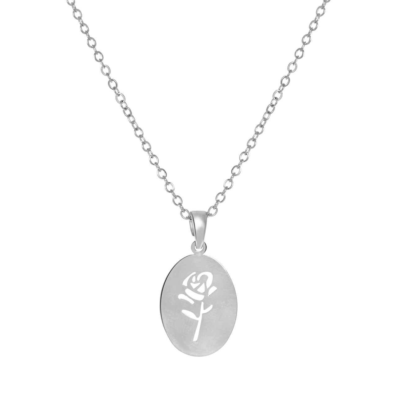 Zilveren bijoux ketting met hanger roos voor dames