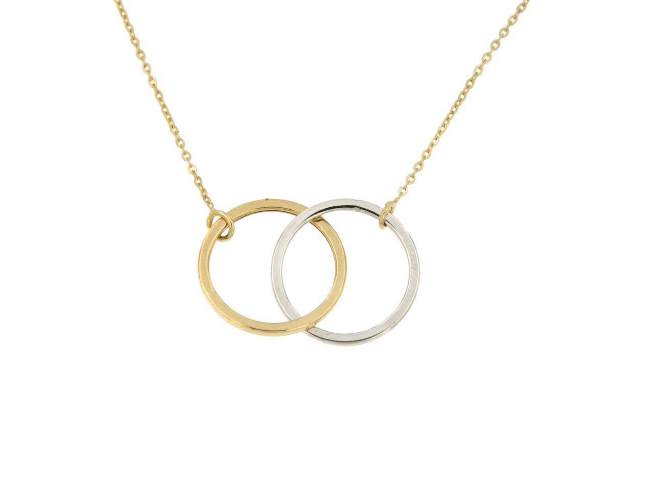 14 Karaat bicolor ketting met hanger dubbel cirkel