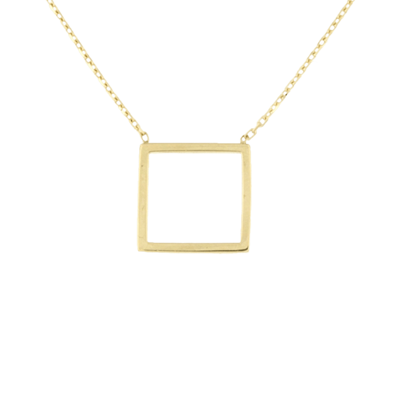 14 Karaat geelgouden ketting hanger open vierkant