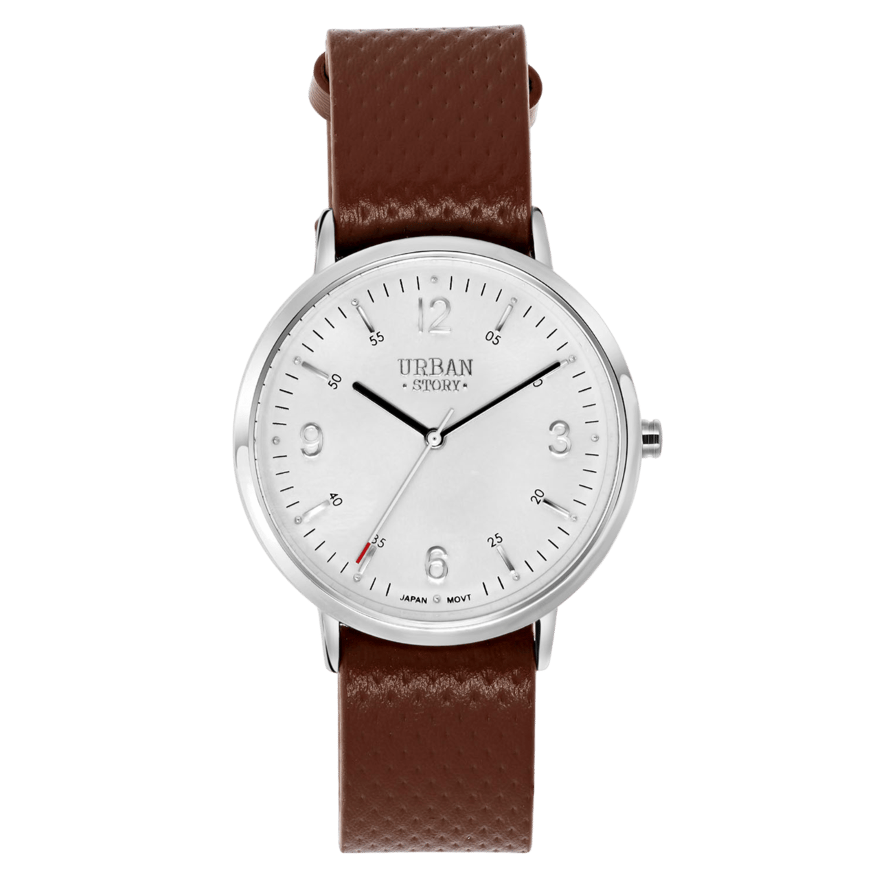 Urban Story horloge met bruine leren band