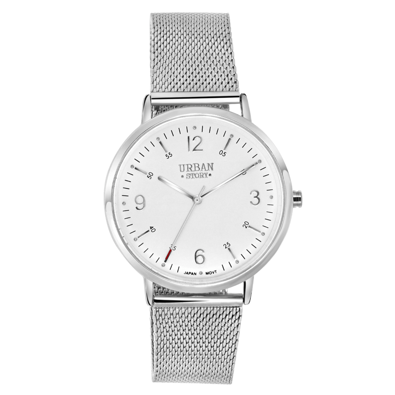 Urban Story horloge met zilverkleurige mesh band