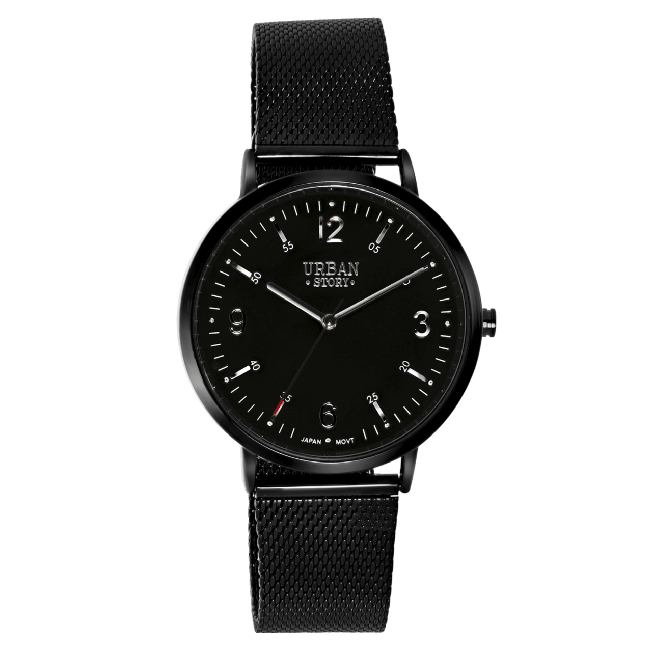 Urban Story Armbanduhr mit schwarzem Mesh-Armband