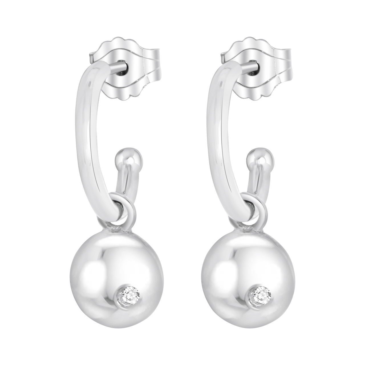 Ohrringe, 925 Silber, Scheibe mit Zirkonia