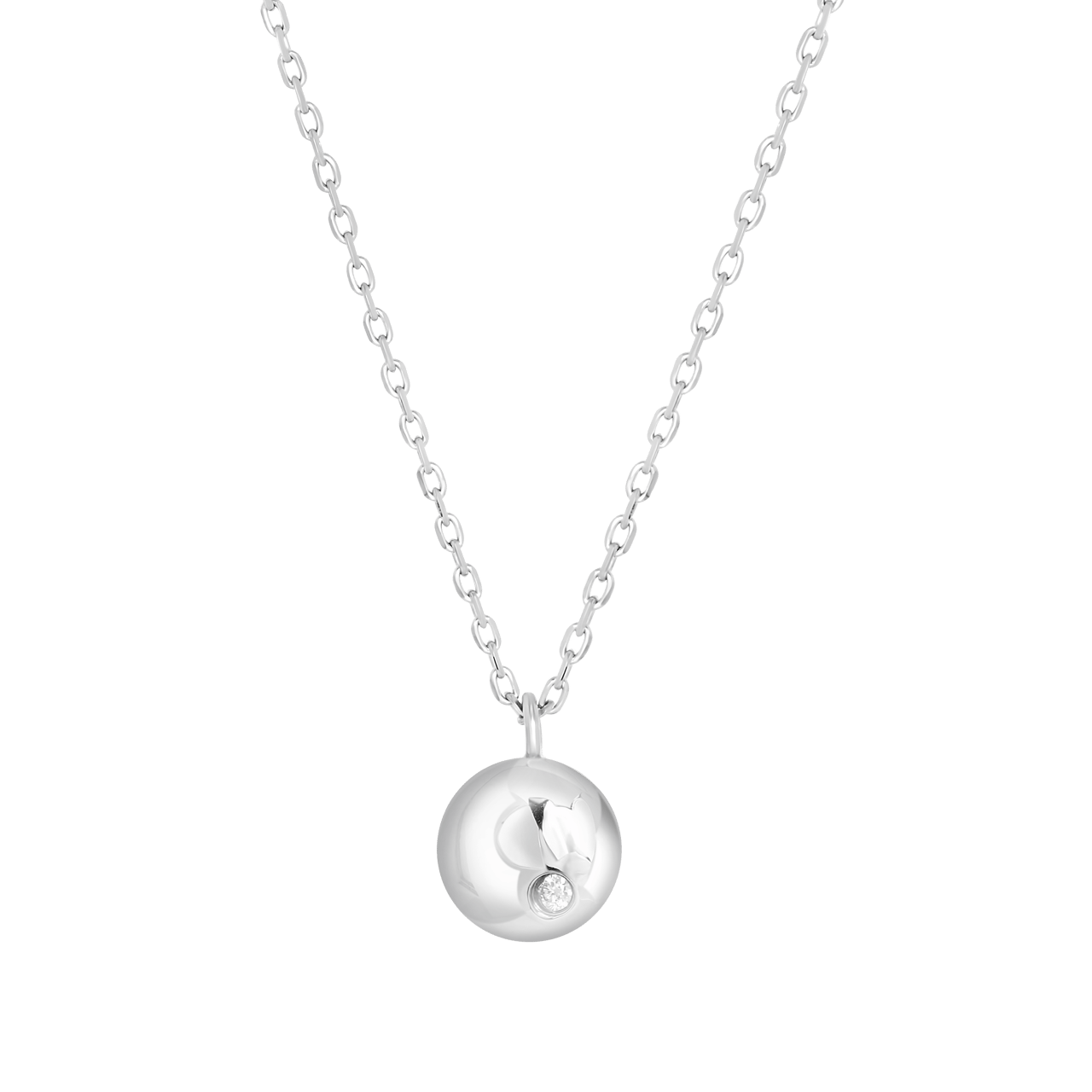 Zilveren ketting&hanger disc met zirkonia