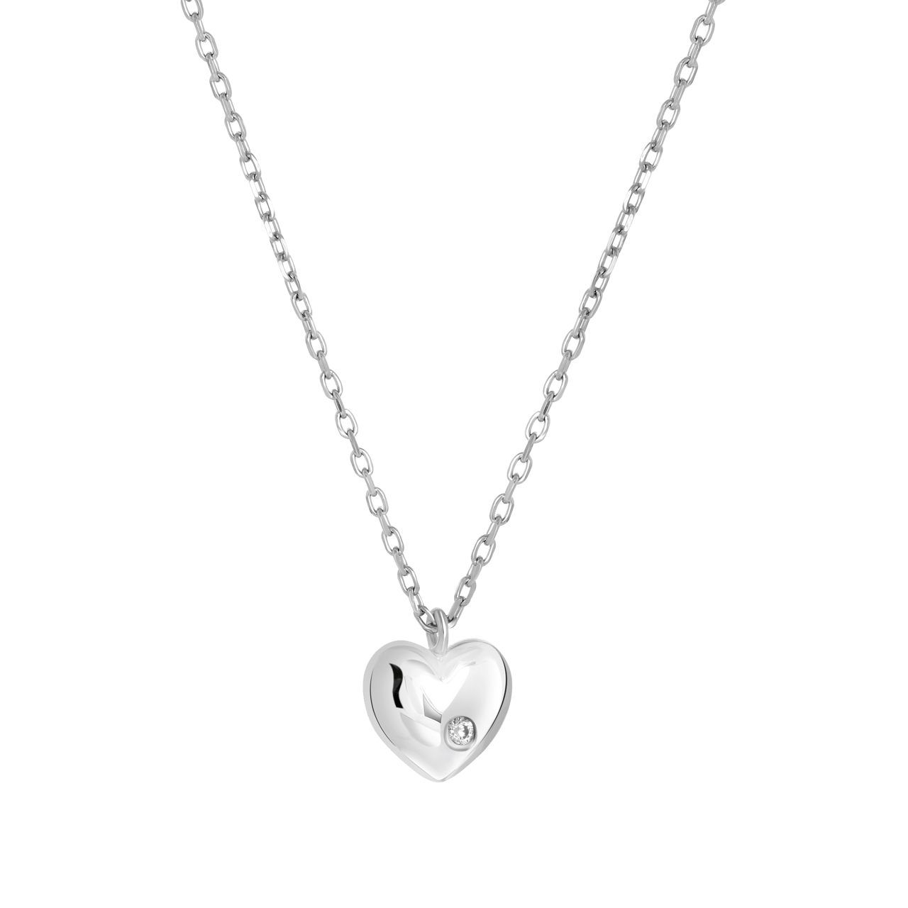 Zilveren ketting&hanger hart met zirkonia