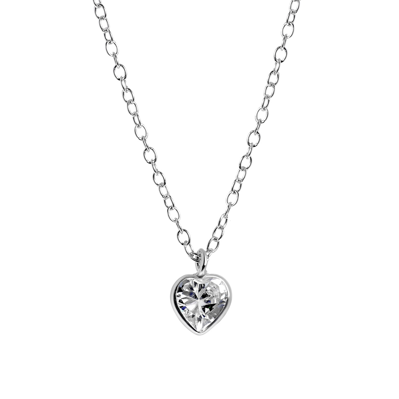 Zilveren kinderketting hart met zirkonia