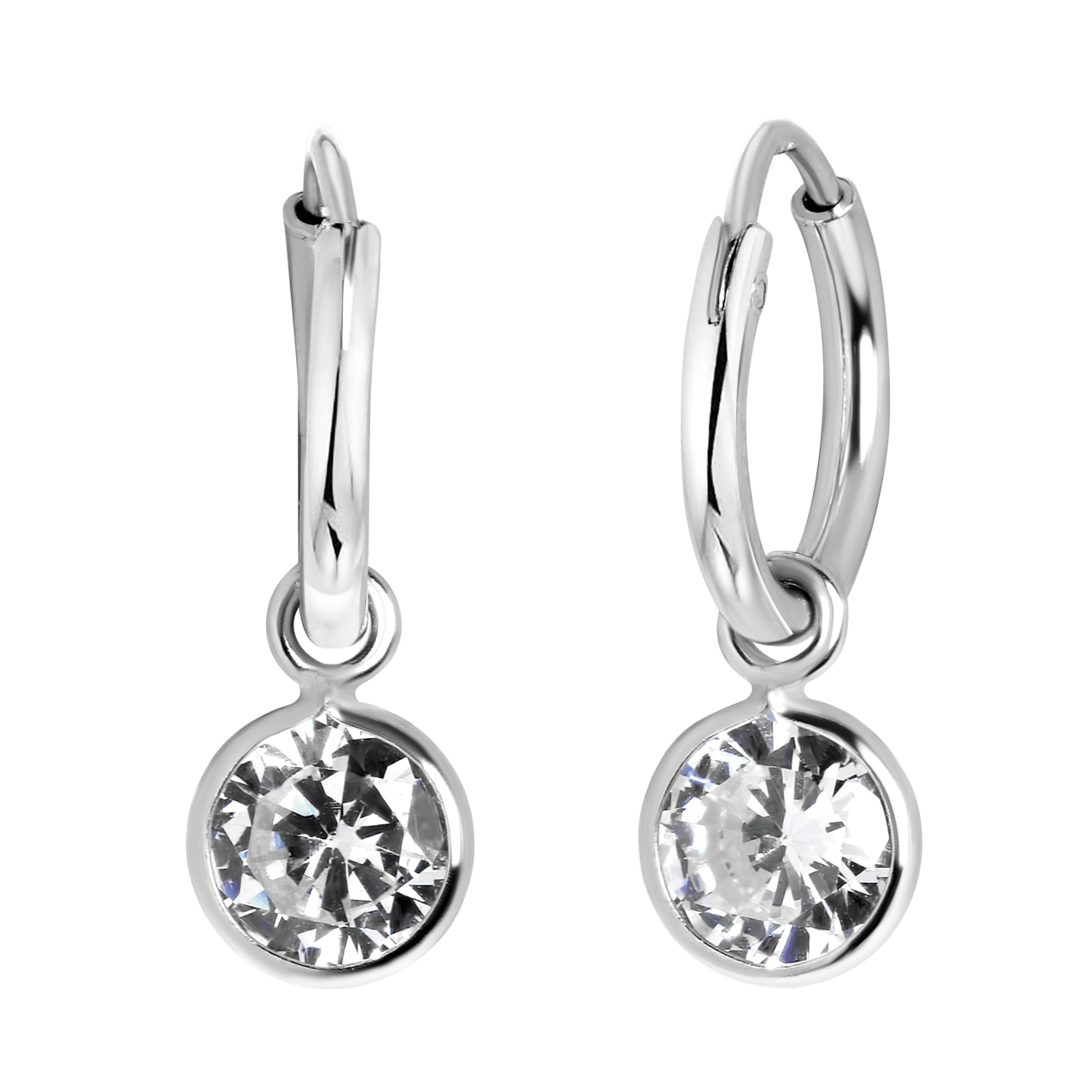 Kinderohrringe aus 925 Silber, rund mit Zirkonia