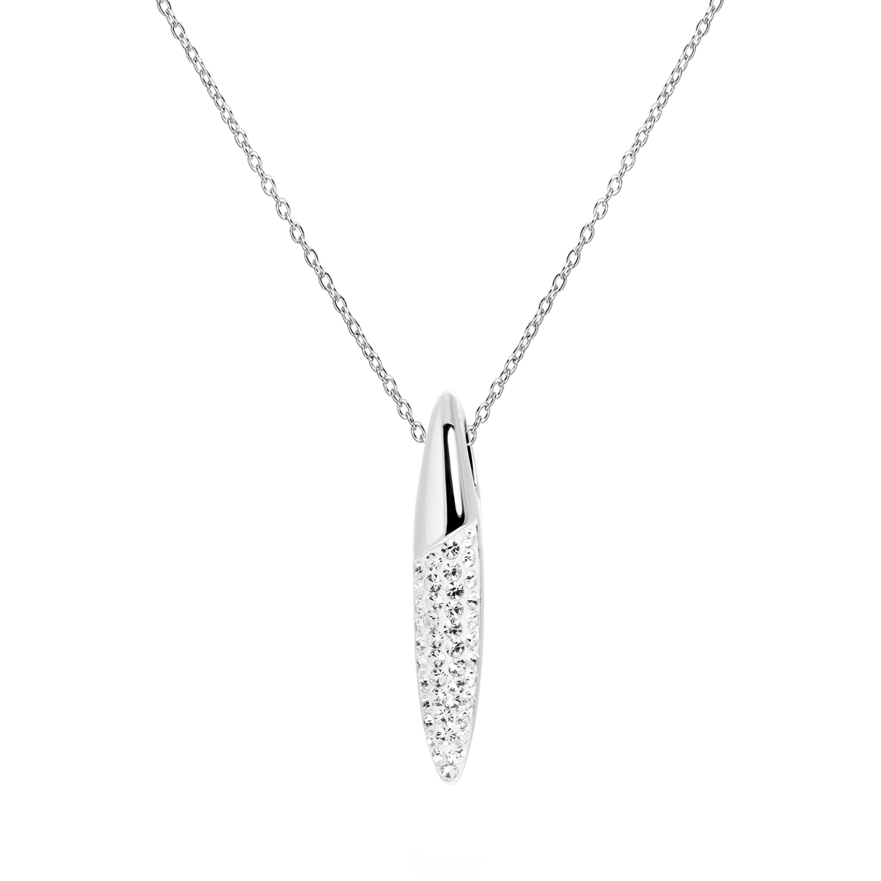 Zilveren ketting&hanger pegel met kristal