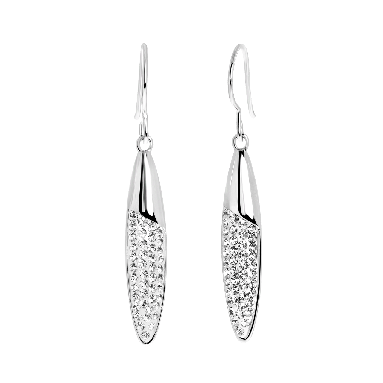 Ohrringe aus 925 Silber, Kegel mit Kristall
