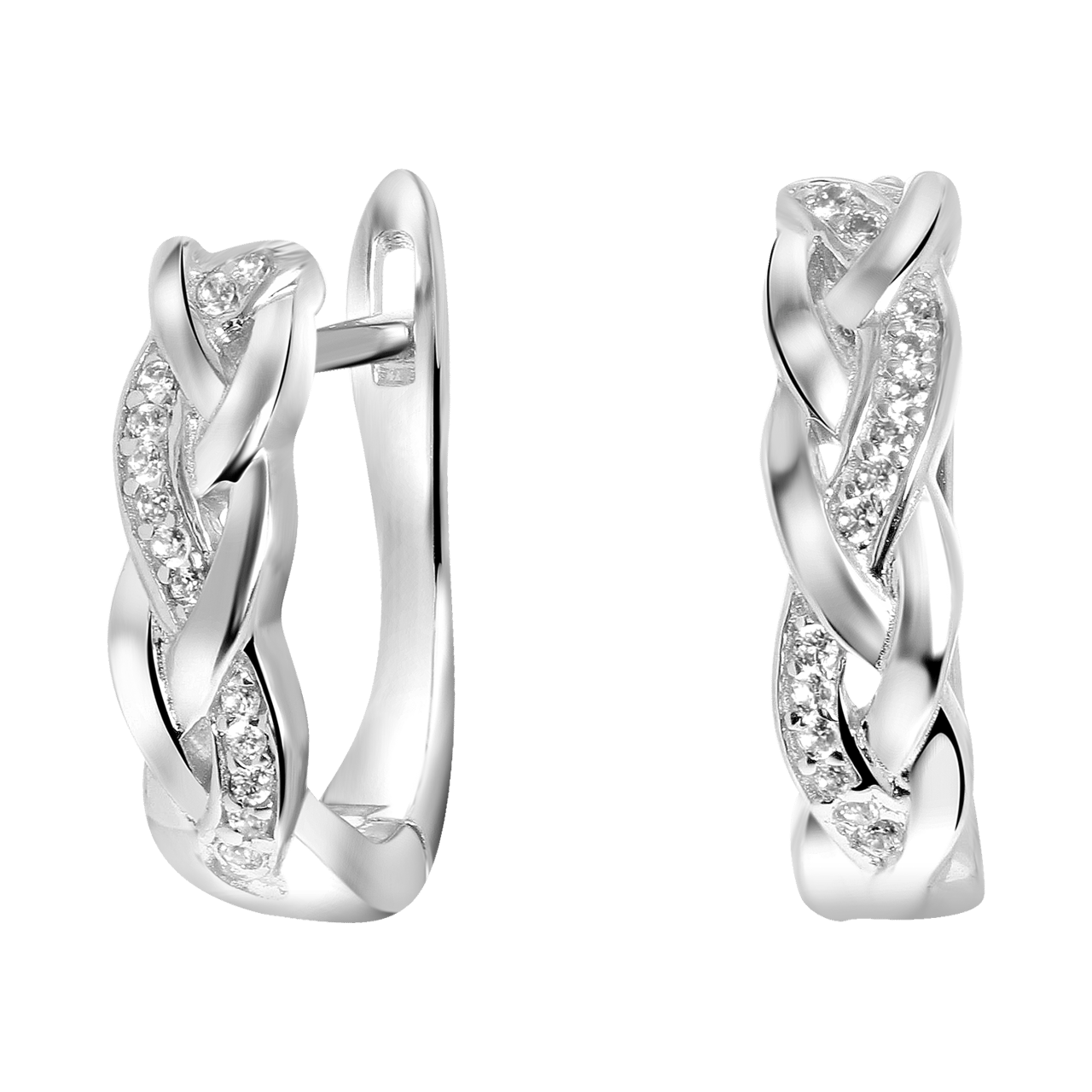 Ohrringe in 925 Silber gedreht mit Zirkonia