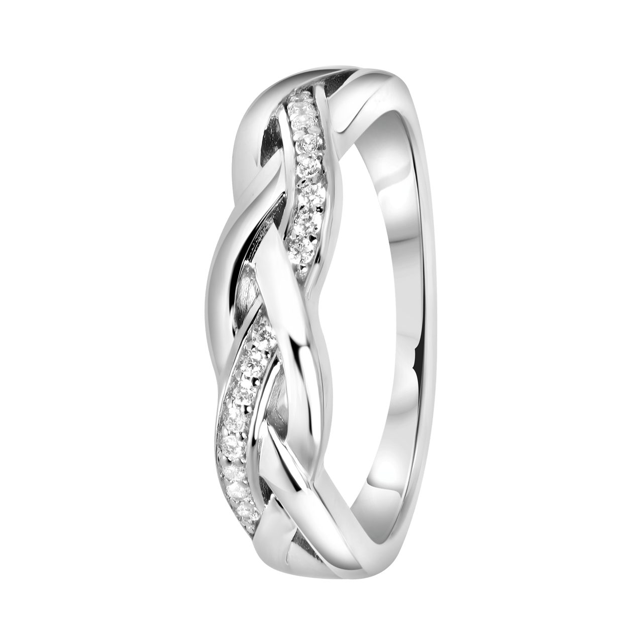 Ring aus 925 Silber, gedreht mit Zirkonia