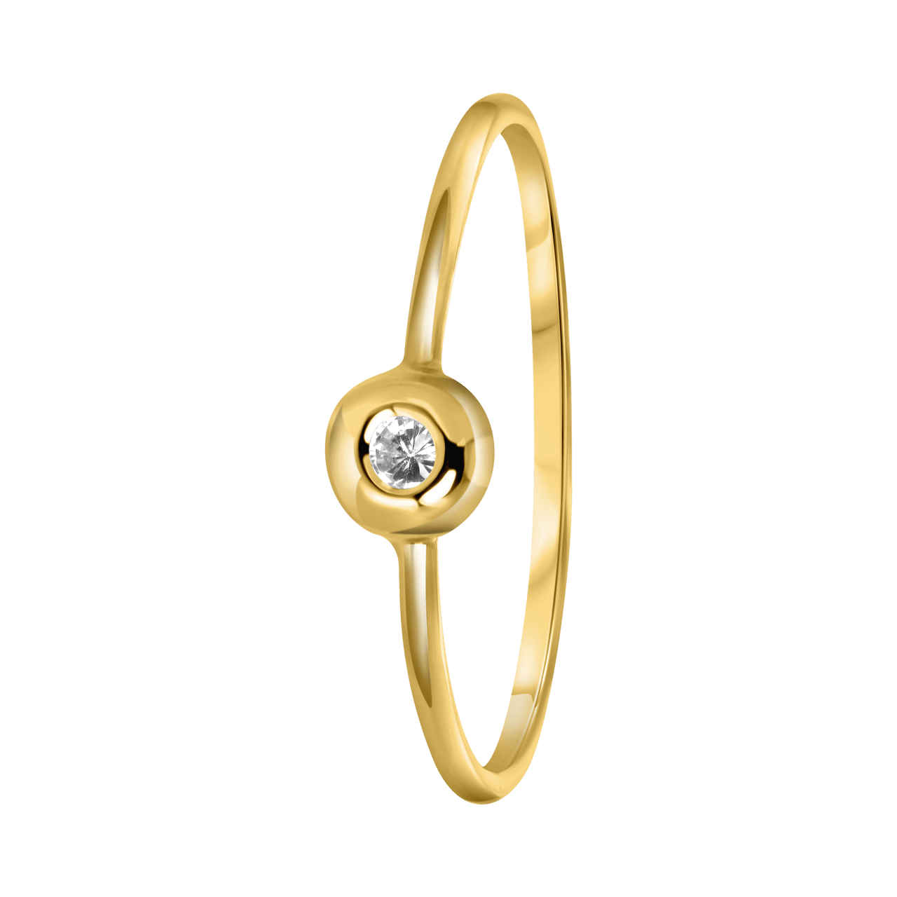 14 karaat geelgouden ring met zirkonia