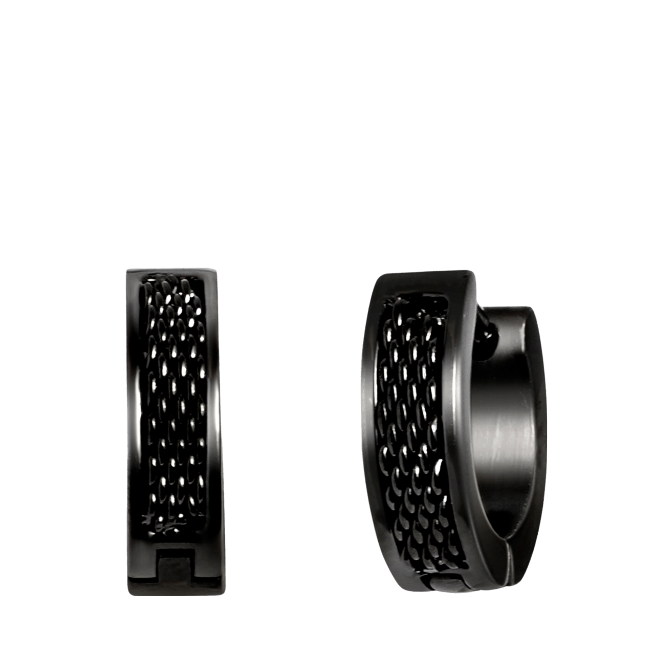 Gerecycled stainless steel oorbellen blackplated mesh