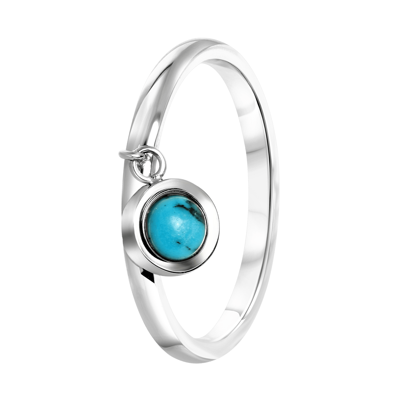 Gerecycleerd stalen ring met hanger turquoise