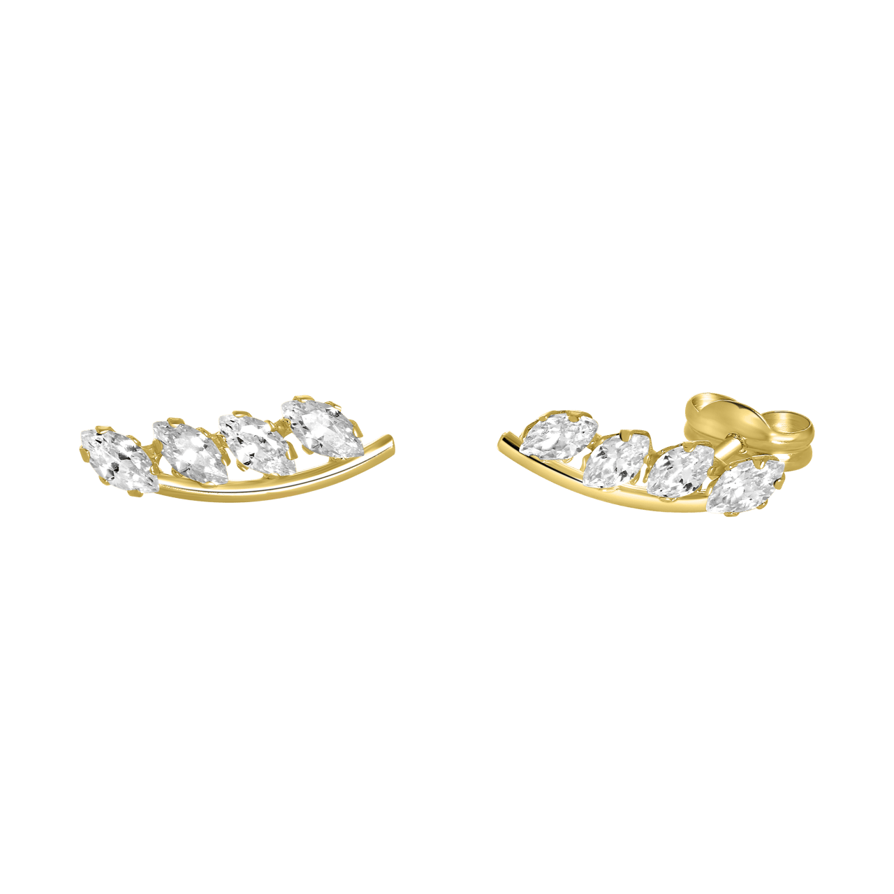 Ohrringe aus 585 Gelbgold, Zweig mit Zirkonia