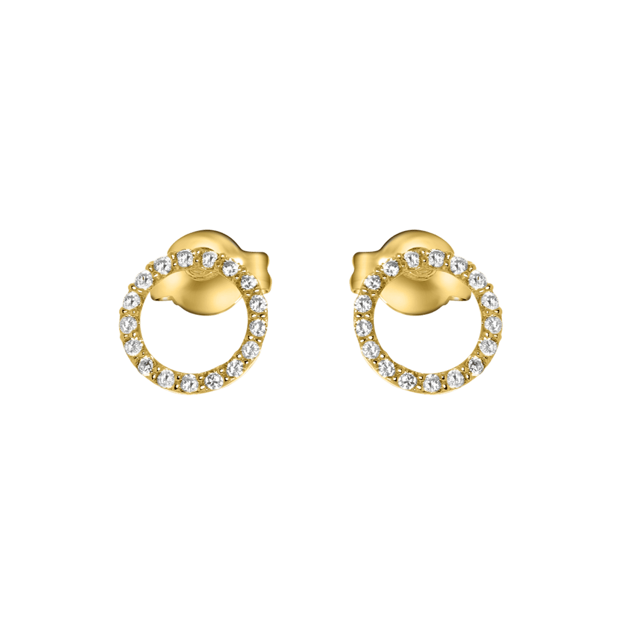 Ohrringe aus 585 Gelbgold, Kreis mit Zirkonia