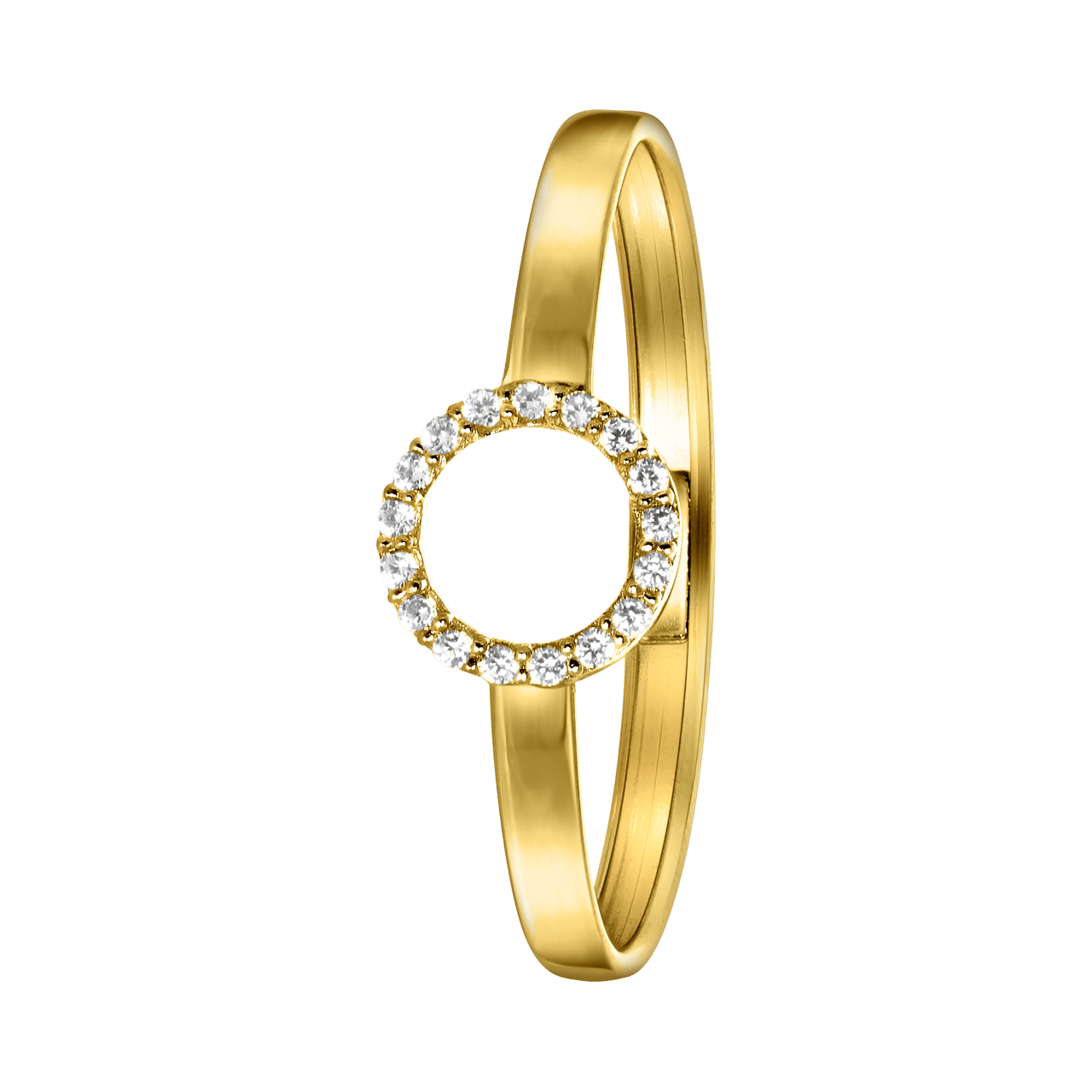 14 karaat geelgouden ring cirkel met zirkonia