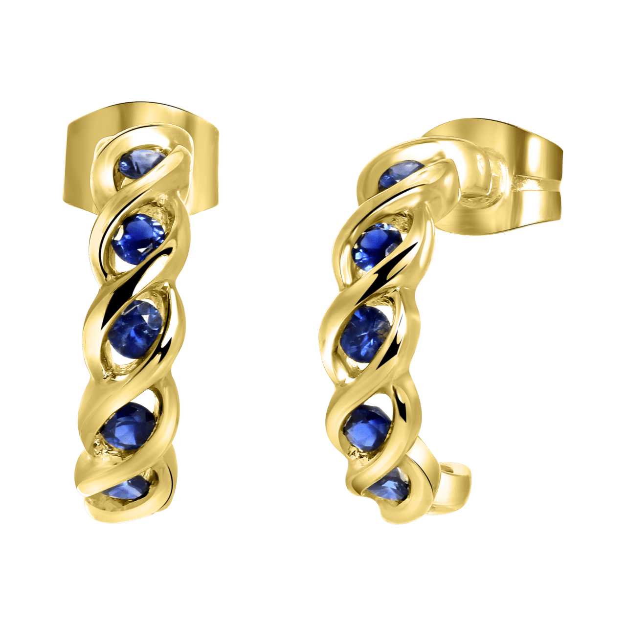 Ohrringe aus 585 Gelbgold mit Saphir
