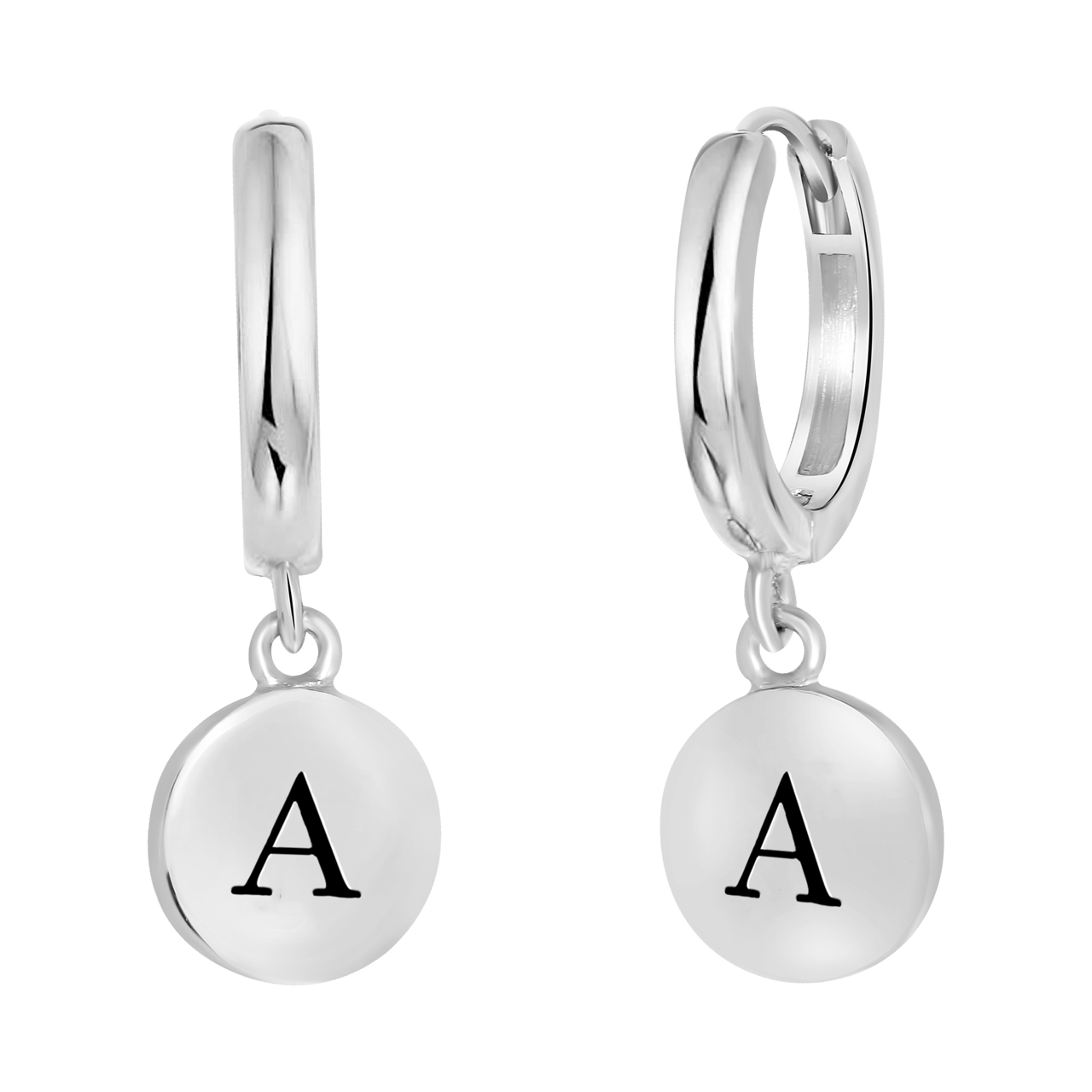 Zilveren oorbellen alfabet rhodiumplated