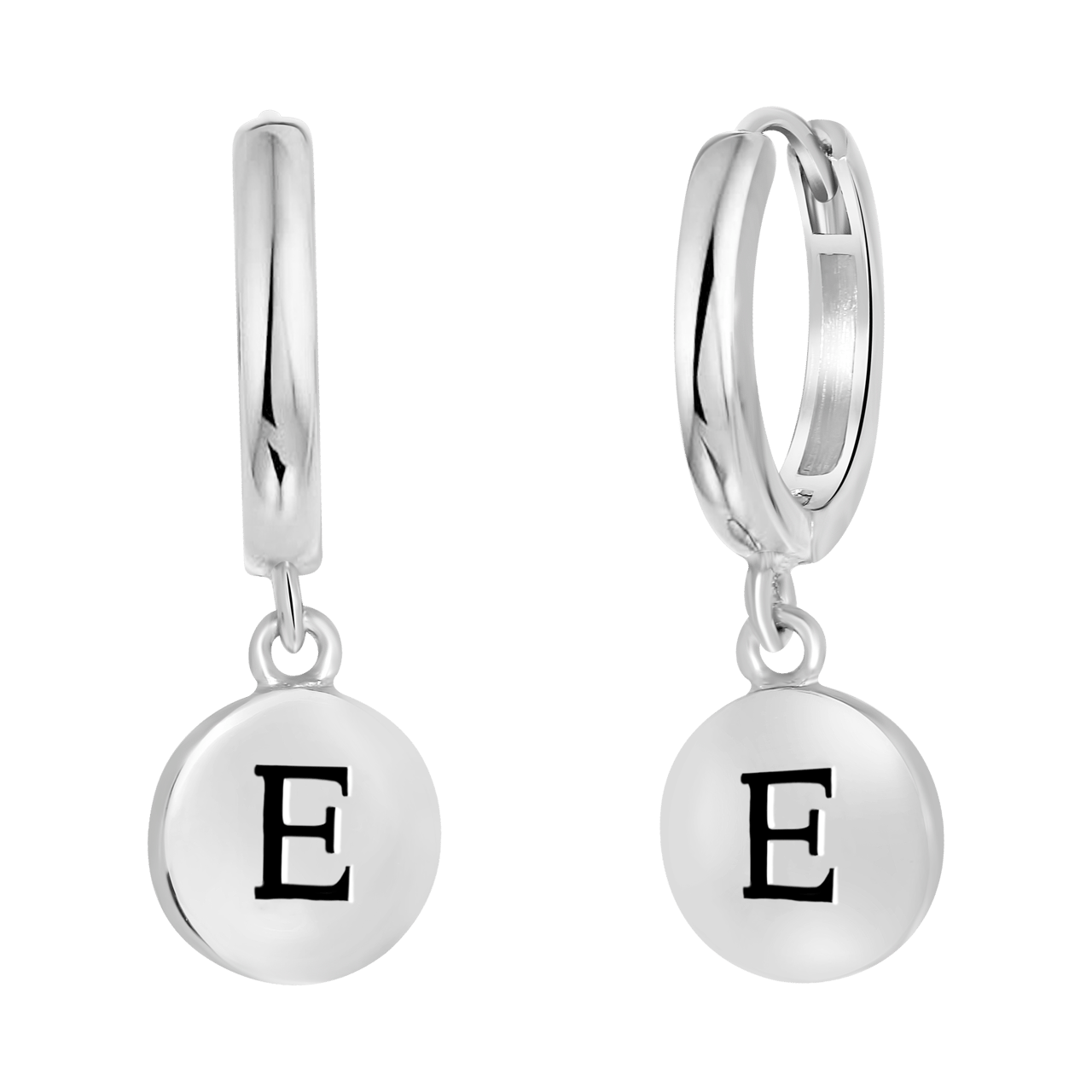 Zilveren oorbellen alfabet rhodiumplated