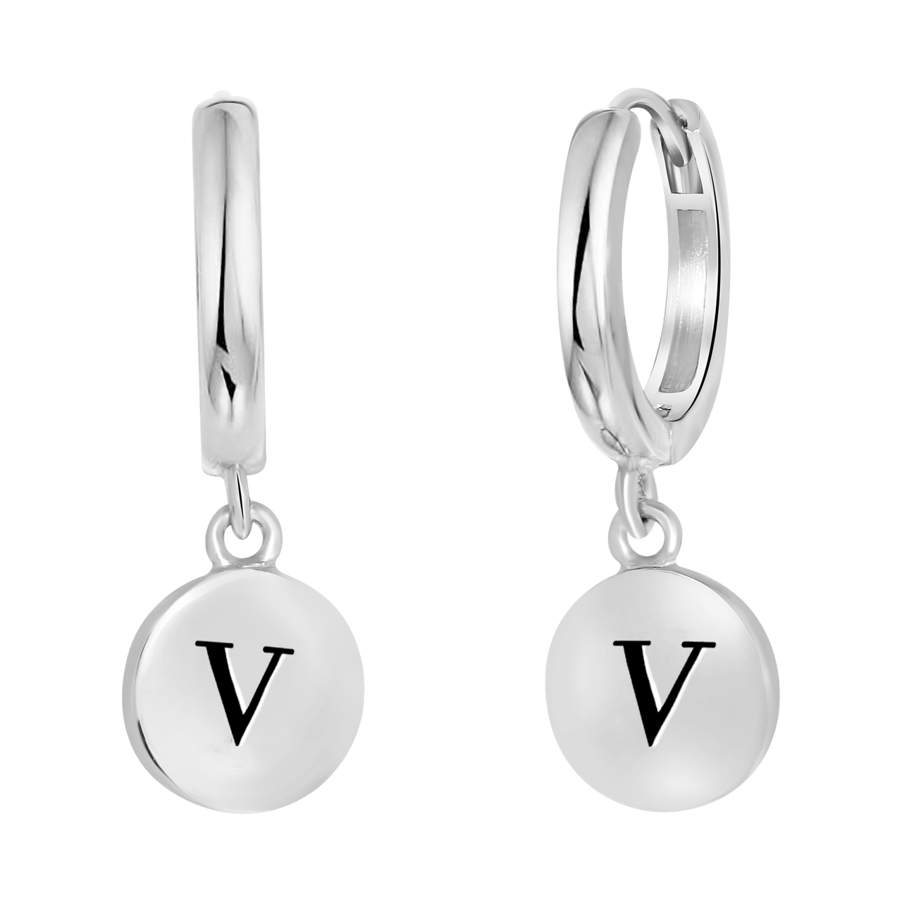 Zilveren oorbellen alfabet rhodiumplated