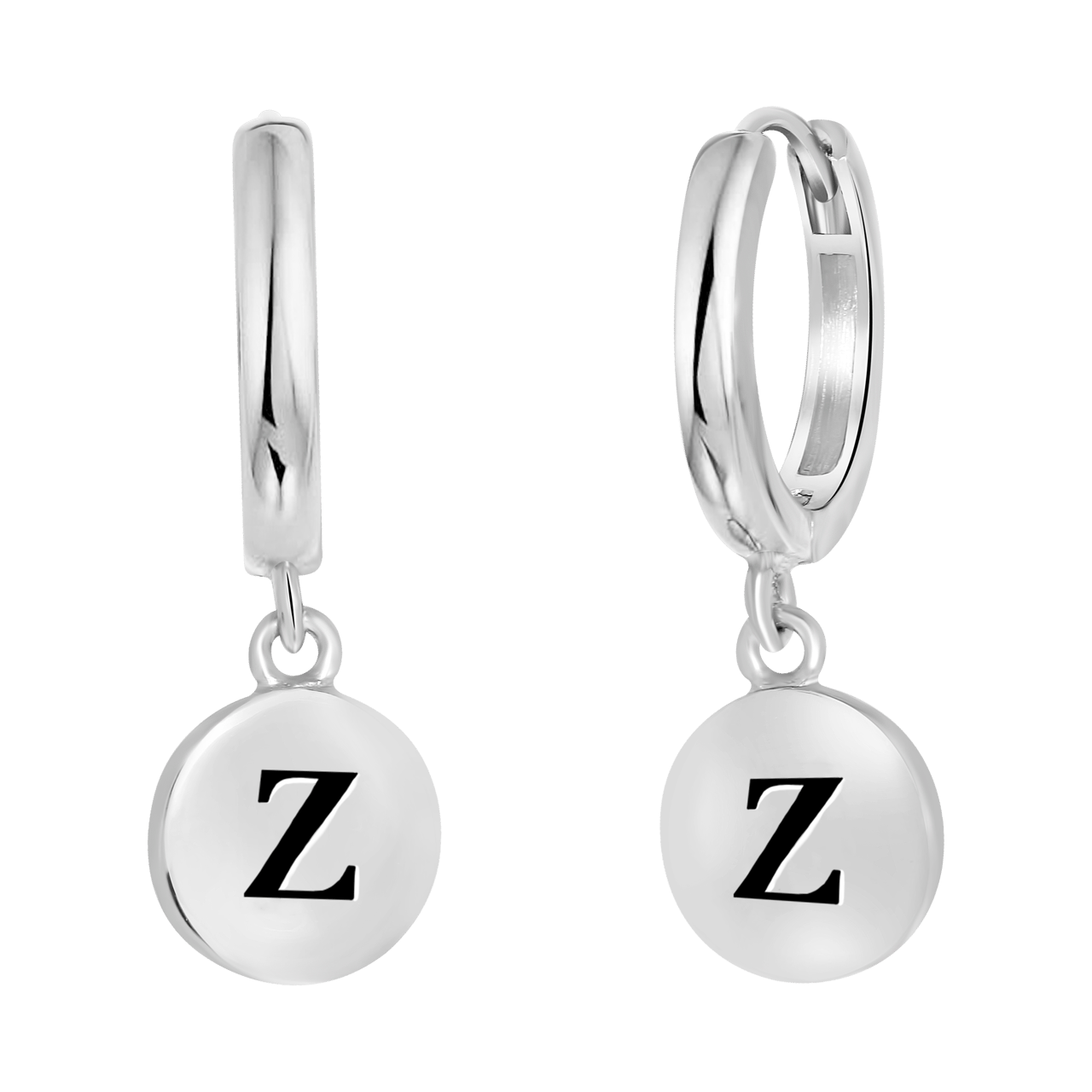 Zilveren oorbellen alfabet rhodiumplated