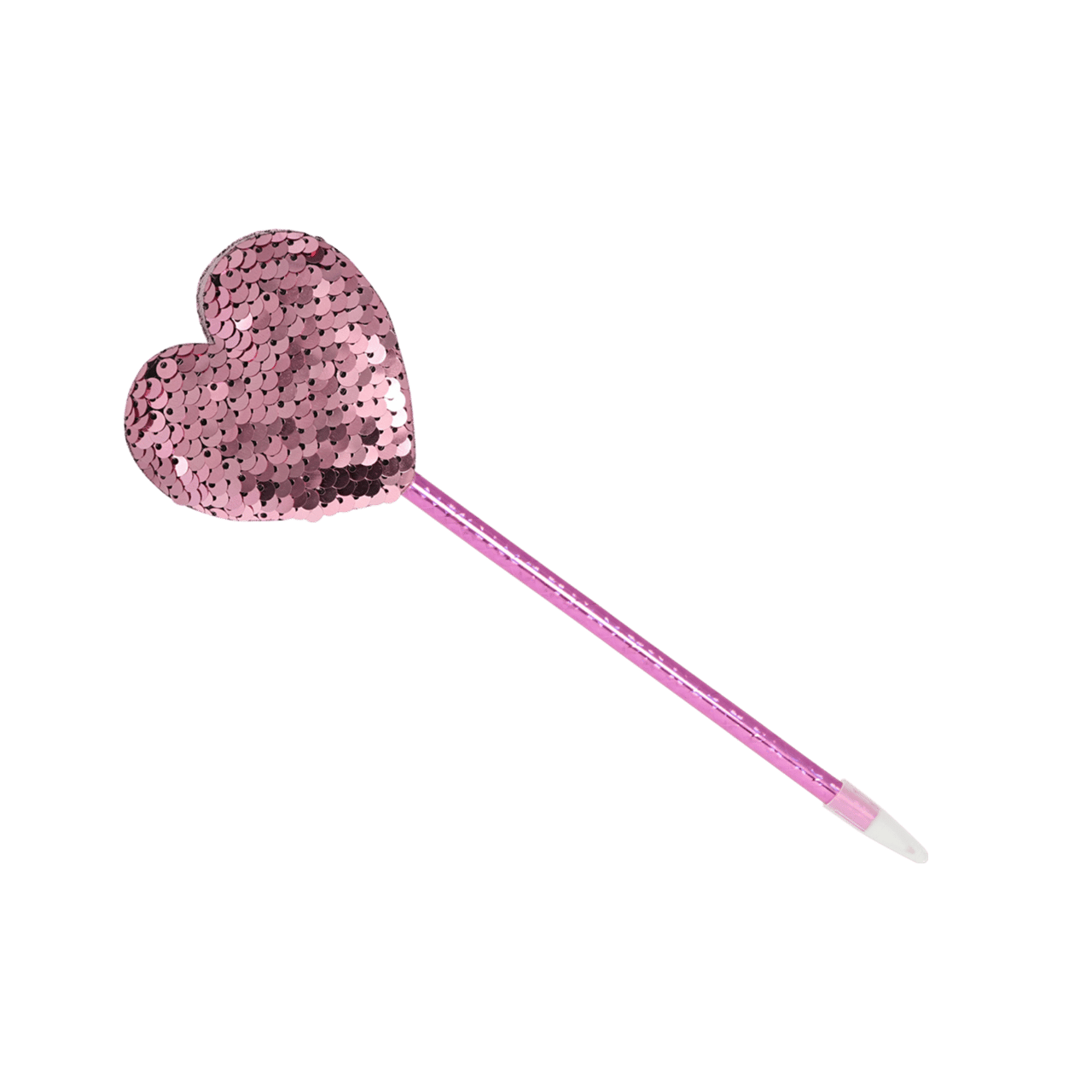 Pen met roze pailletten in hartvorm