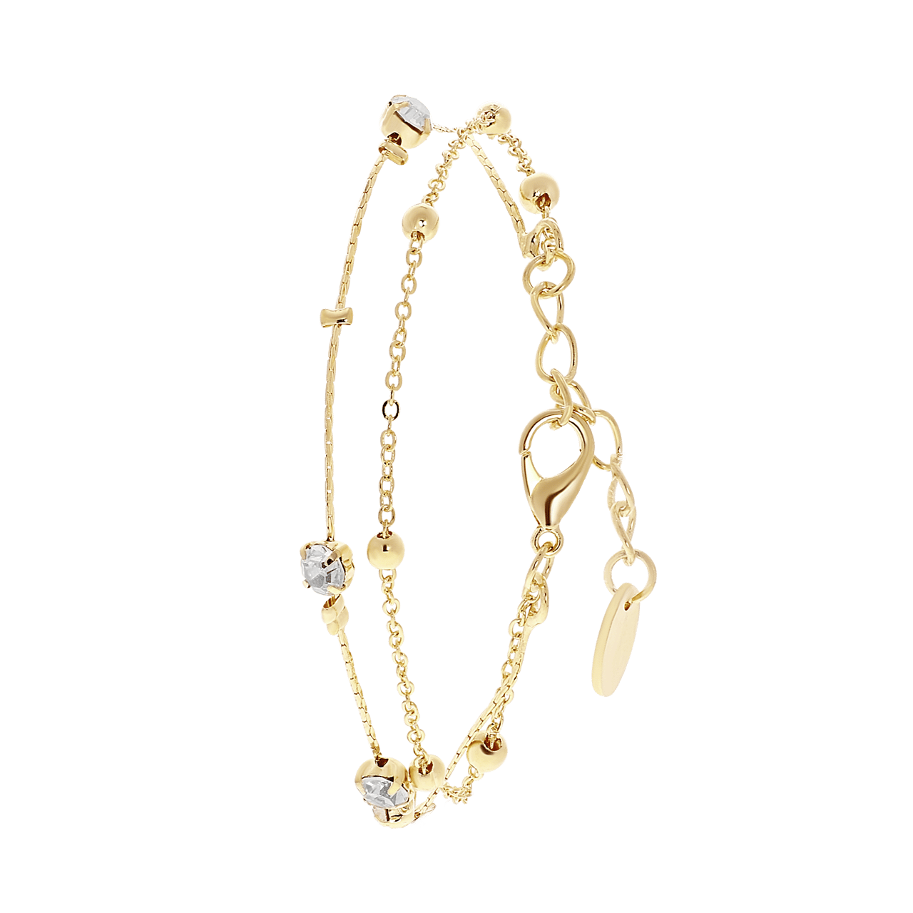 Goudkleurig byoux enkelbandje multi