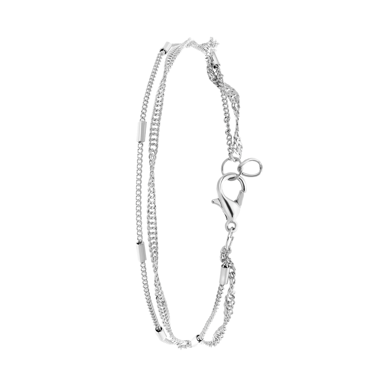 Zilverkleurig byoux enkelbandje multi rope