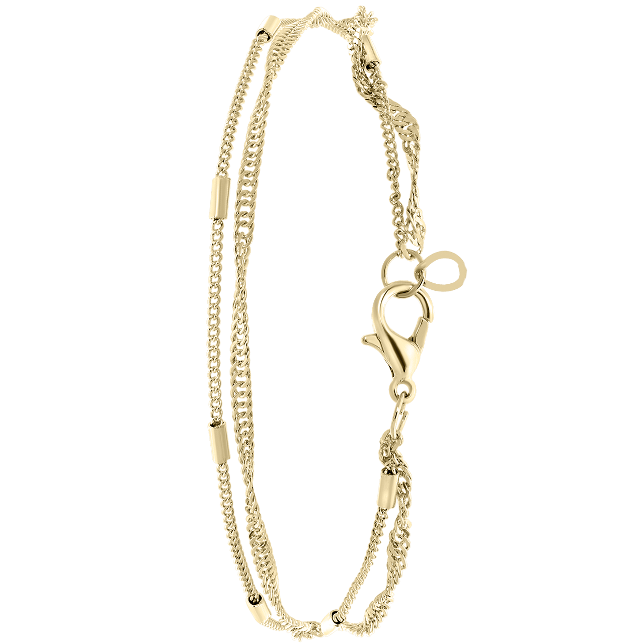 Goudkleurig byoux enkelbandje multi rope