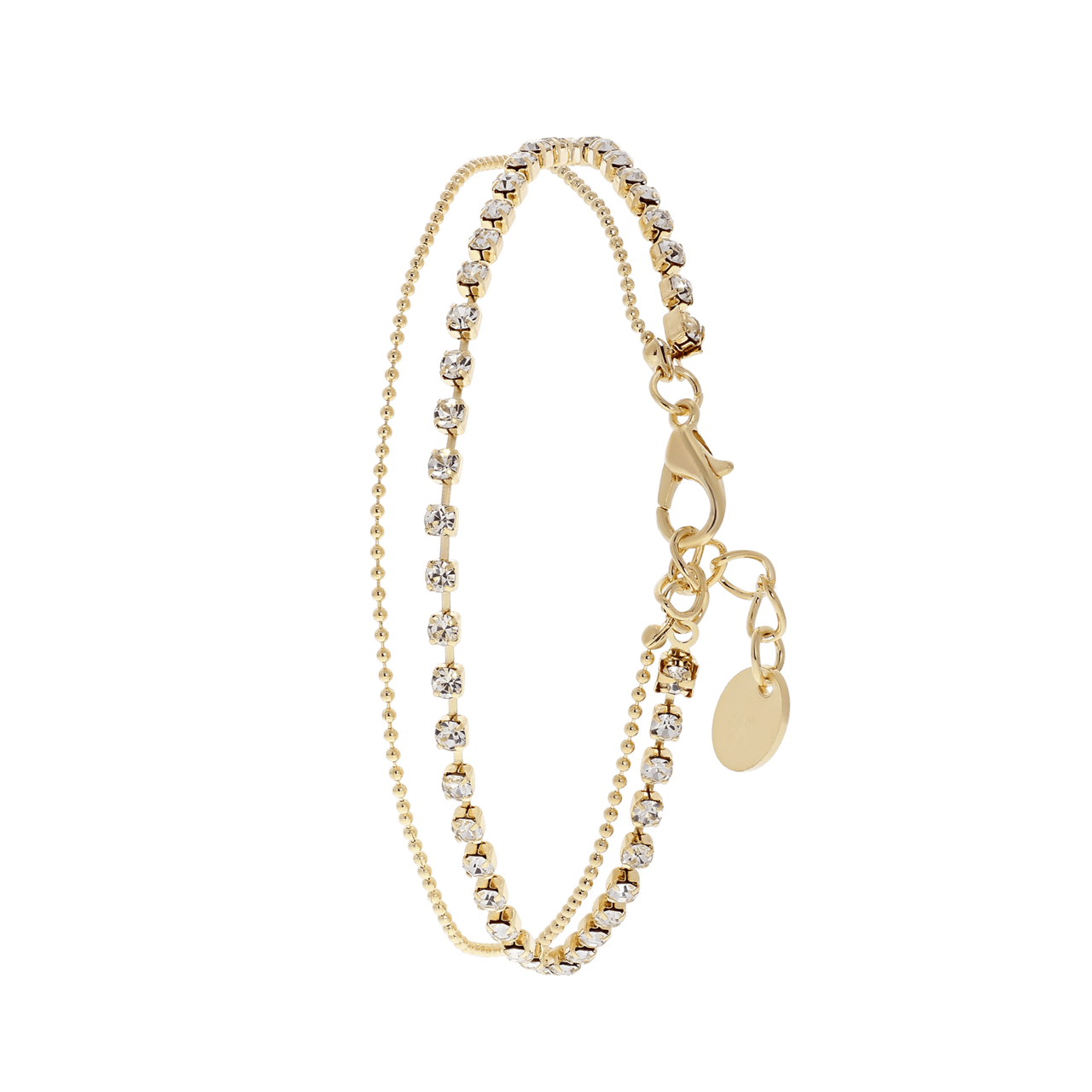 Goudkleurig byoux enkelbandje multi strass