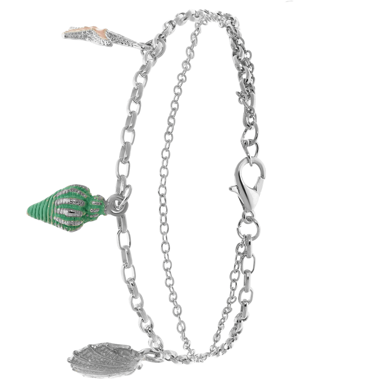 Zilverkleurig byoux enkelbandje bedels