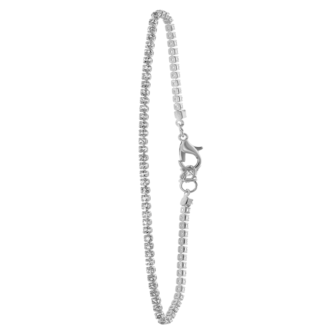 Zilverkleurig byoux enkelbandje strass