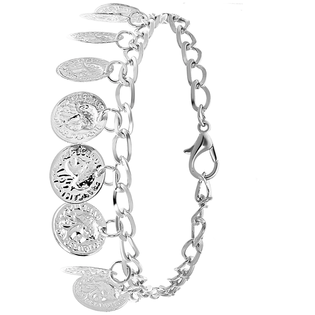 Bijoux zilverkleurige enkelbandje muntjes voor dames