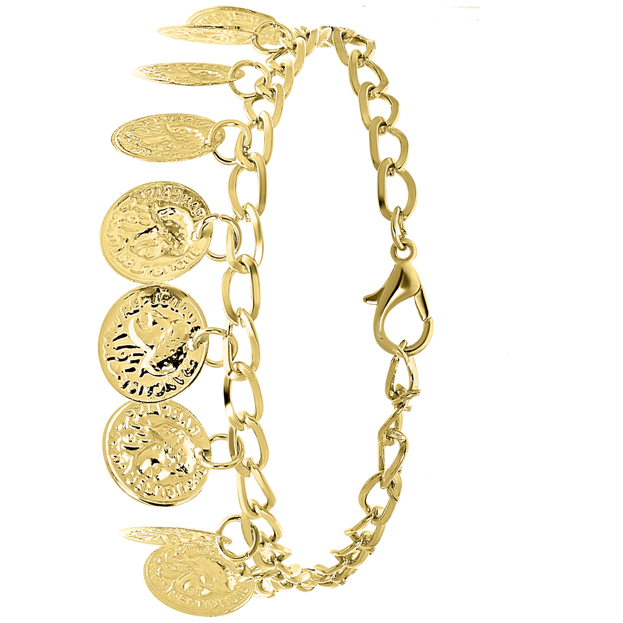 Goudkleurig byoux enkelbandje muntjes