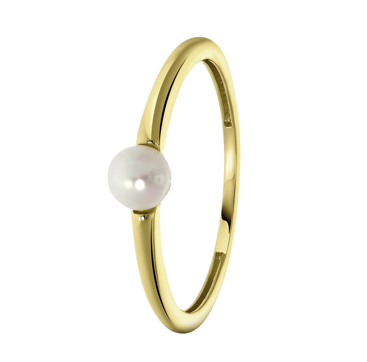 14K geelgouden ring met zoetwater parel 4mm