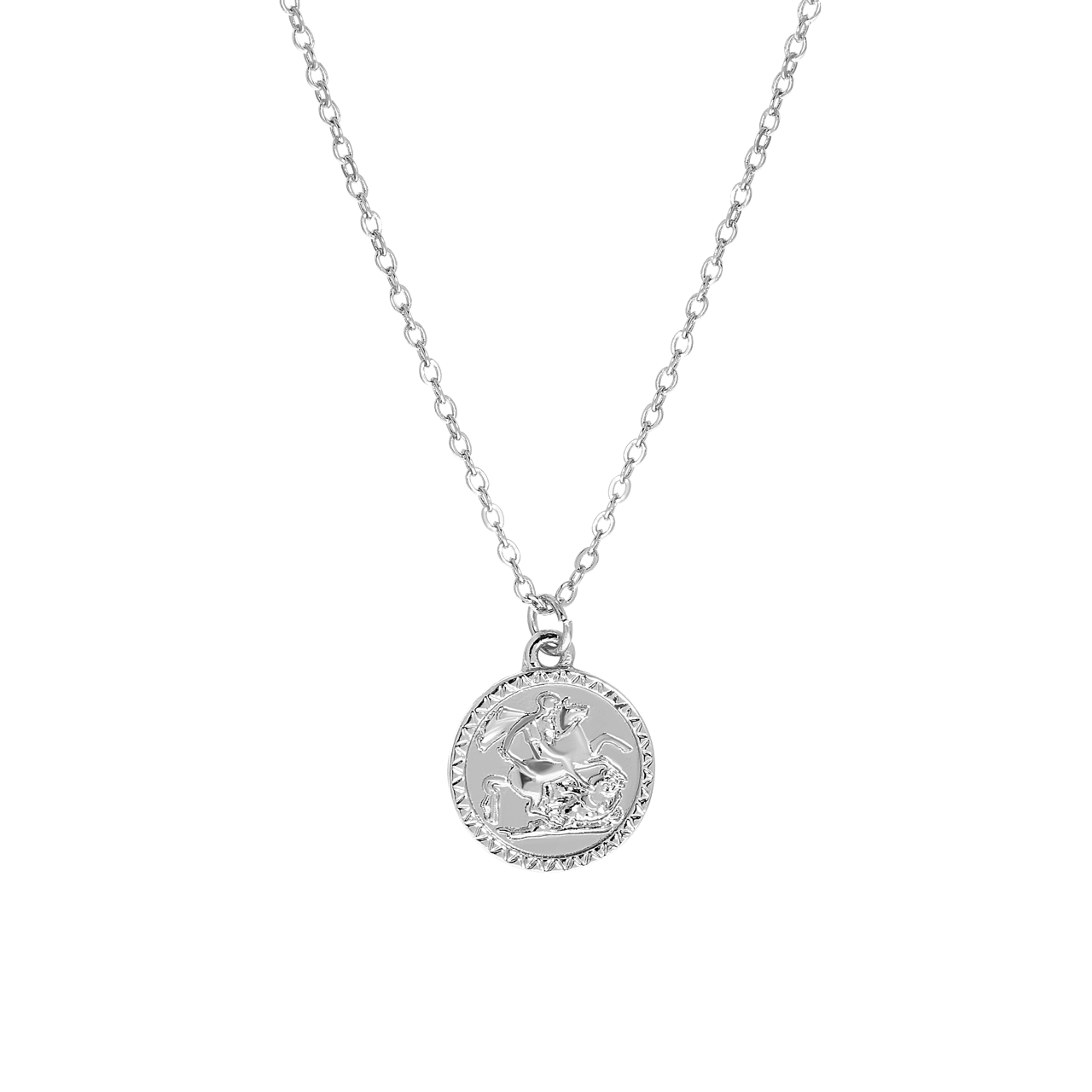 Zilverkleurige byoux ketting met munt