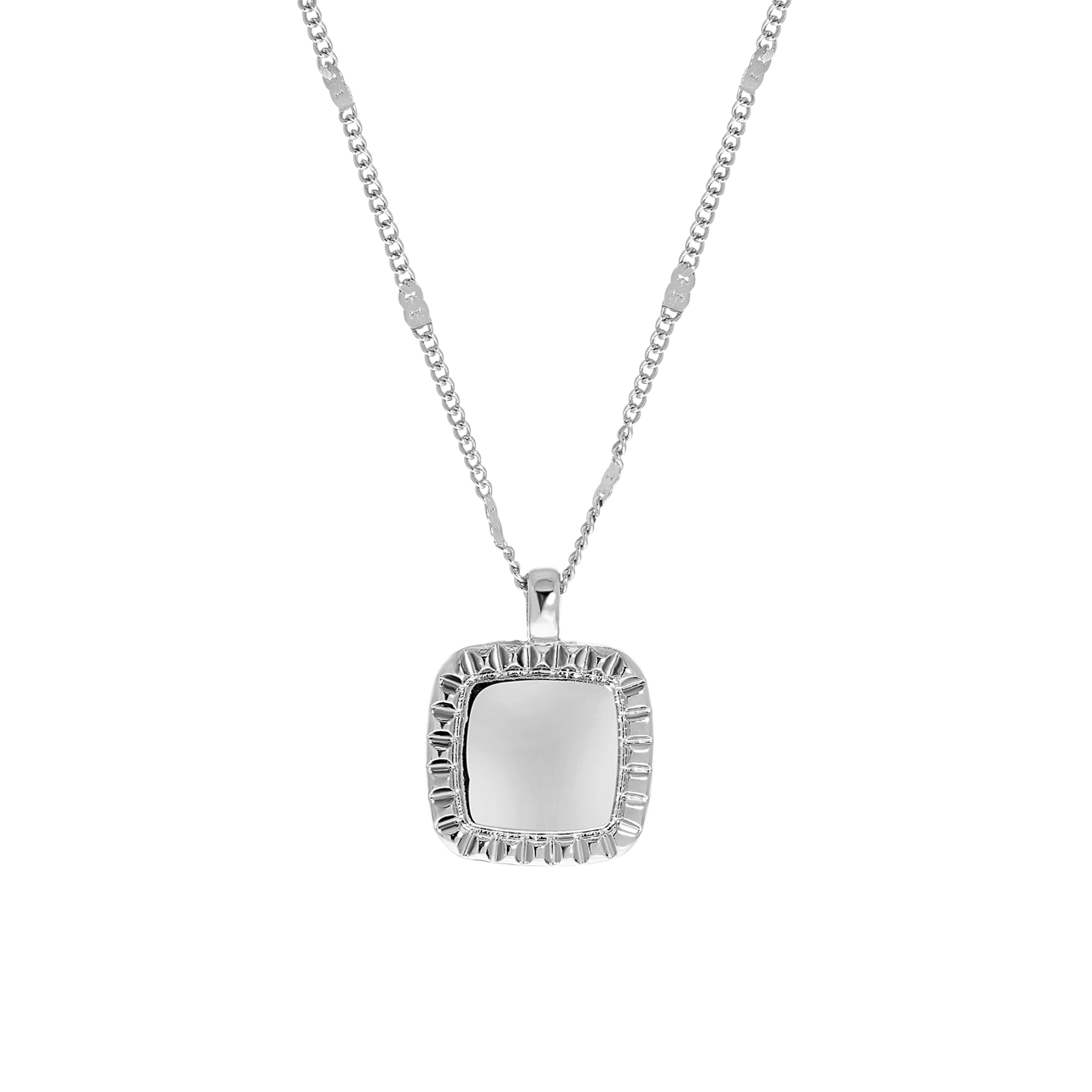 Silberfarbene Byoux-Kette mit viereckigem Anhänger