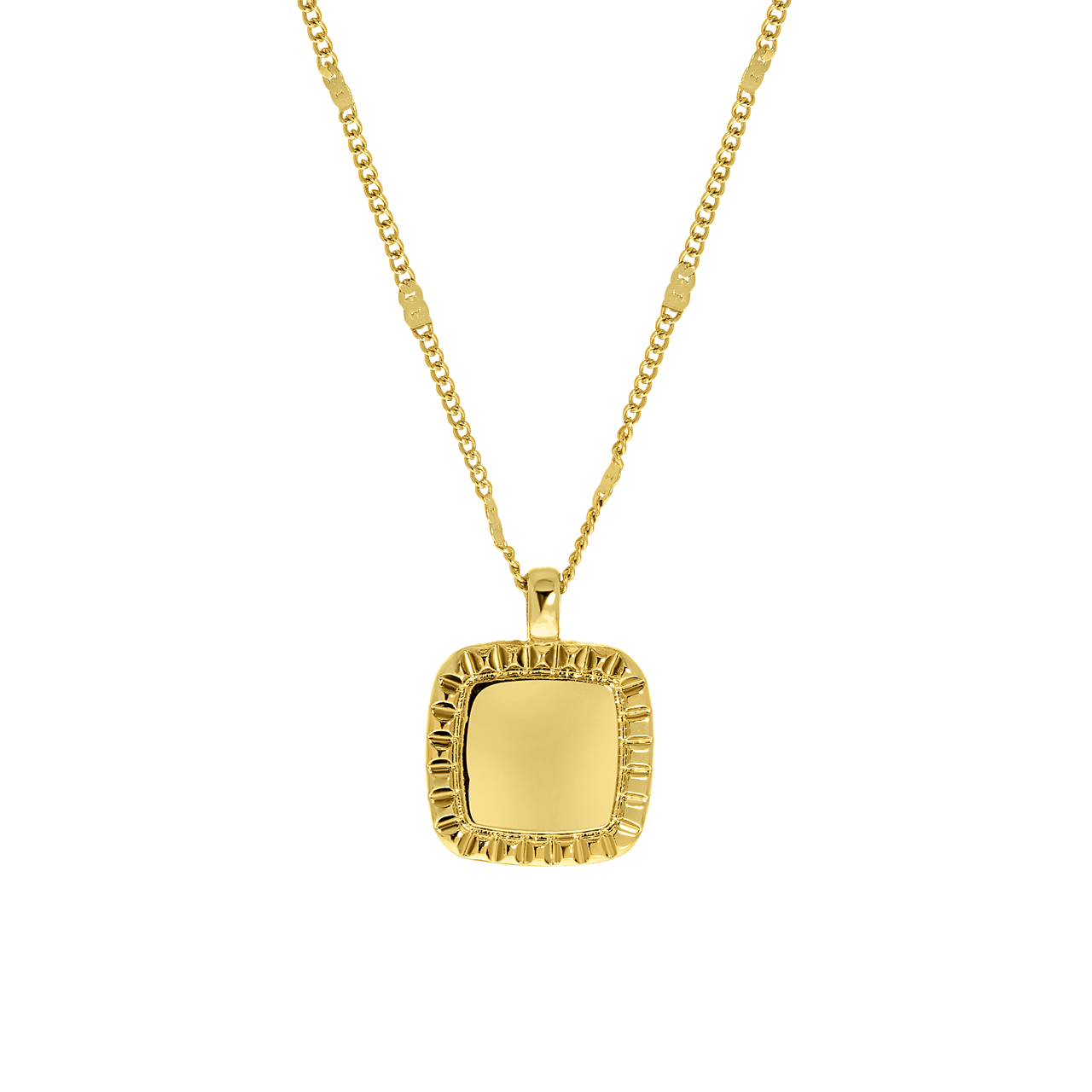 Goudkleurige byoux ketting met vierkante hanger