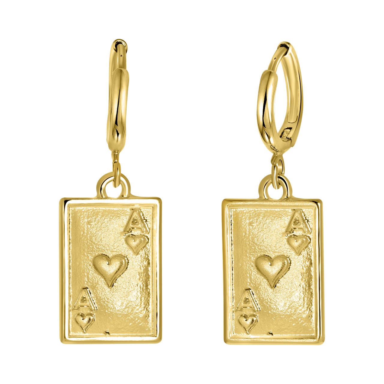 Goudkleurige byoux oorbellen speelkaart