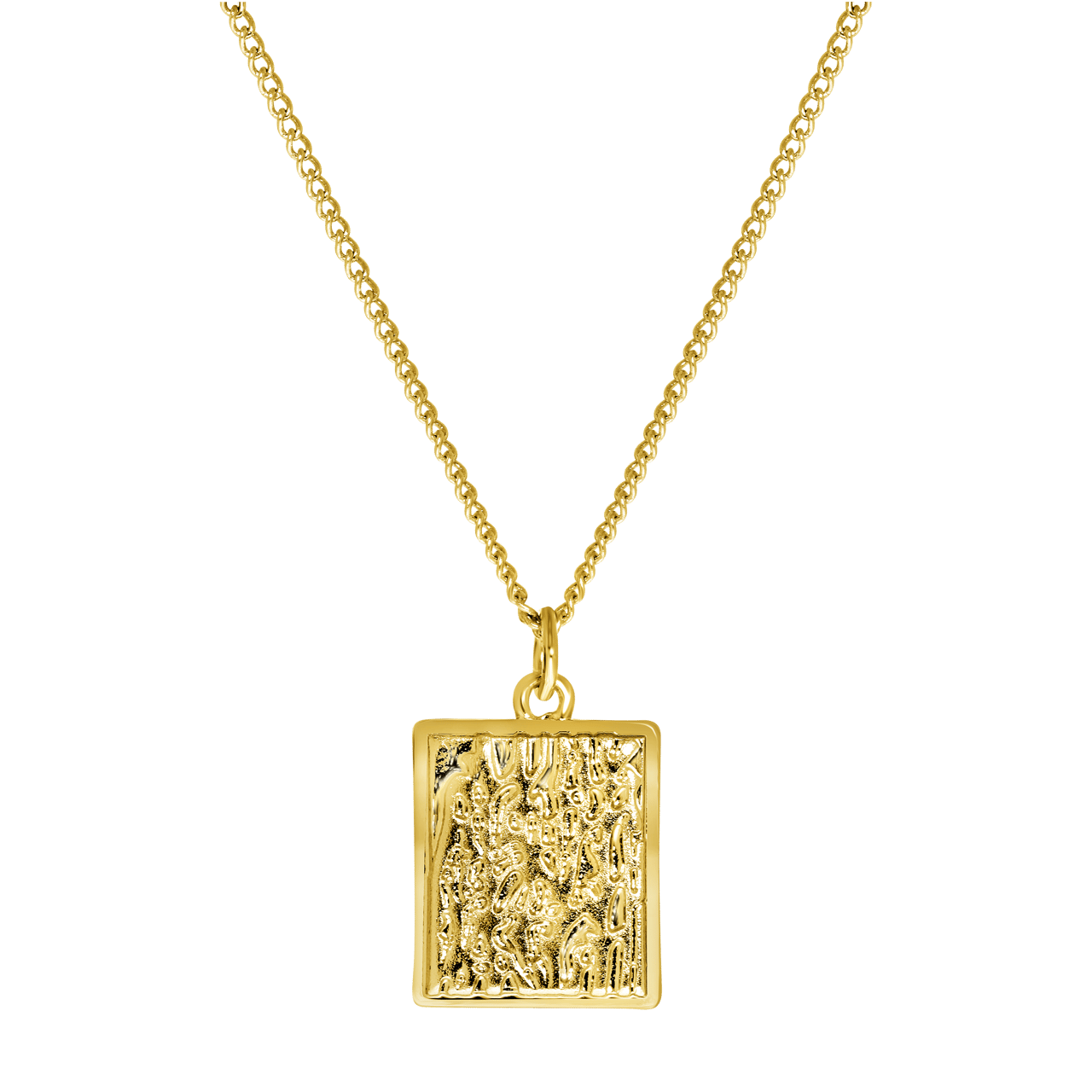Goudkleurige byoux ketting met bewerkte hanger