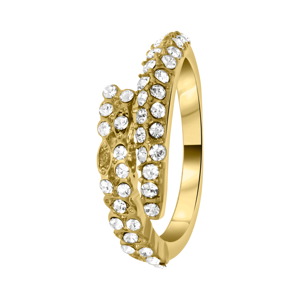 Goudkleurige byoux ring met steentjes