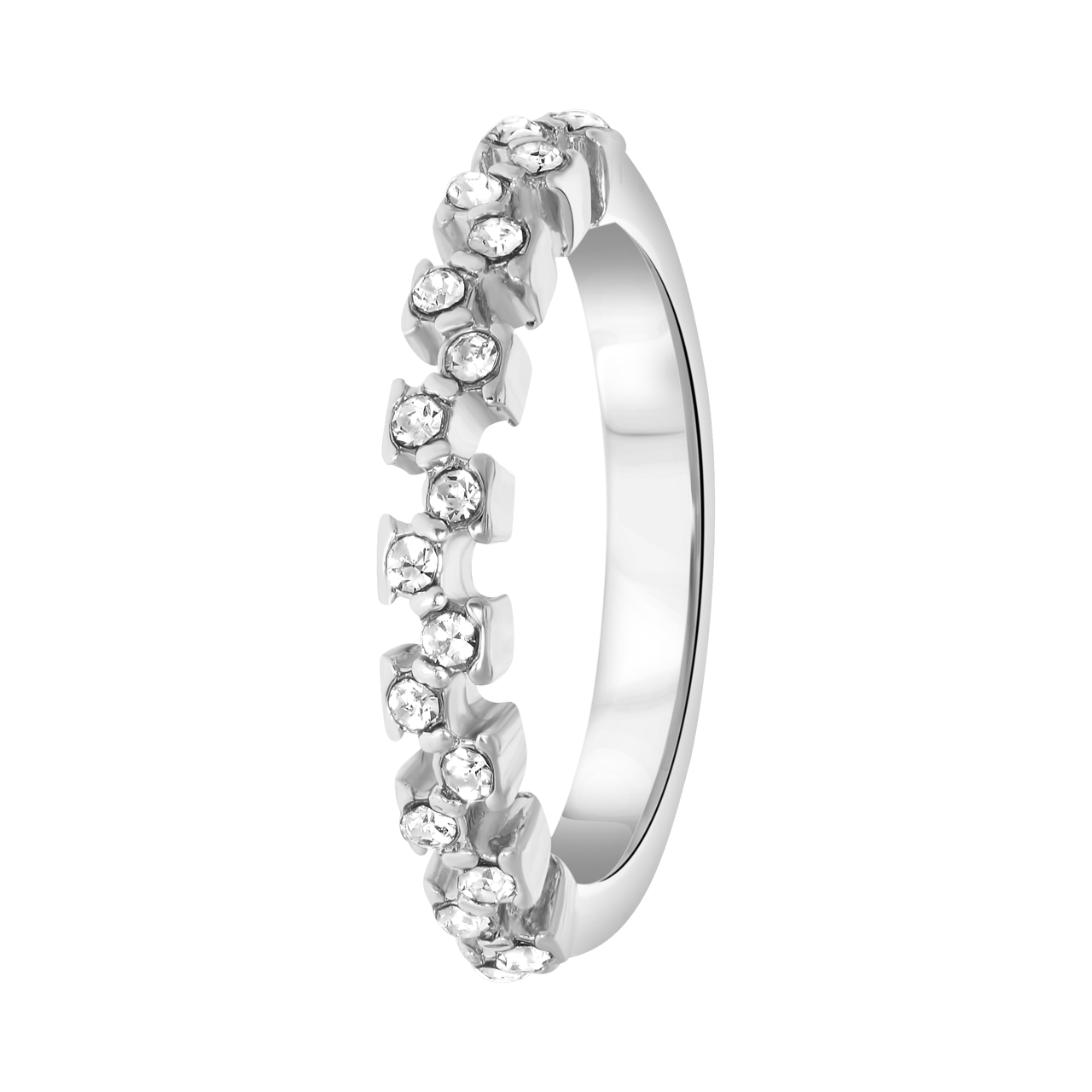 Zilverkleurige byoux ring met steentjes
