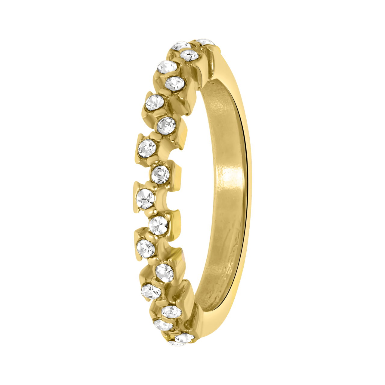 Goudkleurige byoux ring met steentjes