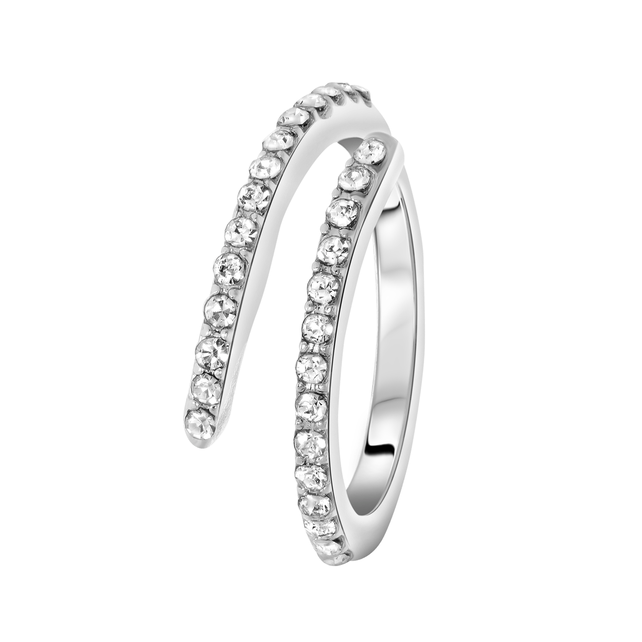 Zilverkleurige byoux ring met steentjes