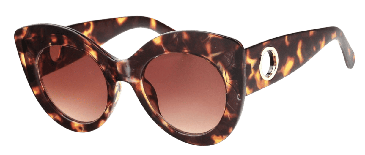 Panterprint zonnebril met bruine cateye glazen
