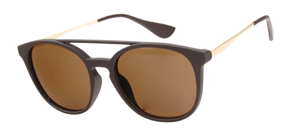 Bruine zonnebril met goudkleurige accenten