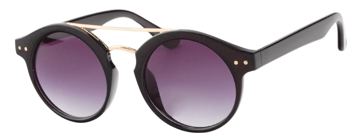 Schwarze Sonnenbrille mit goldfarbenen Akzenten