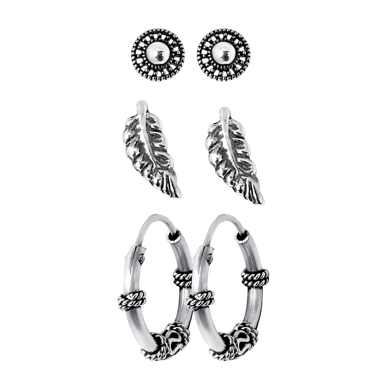925 Silber-Set, Blatt, Bali